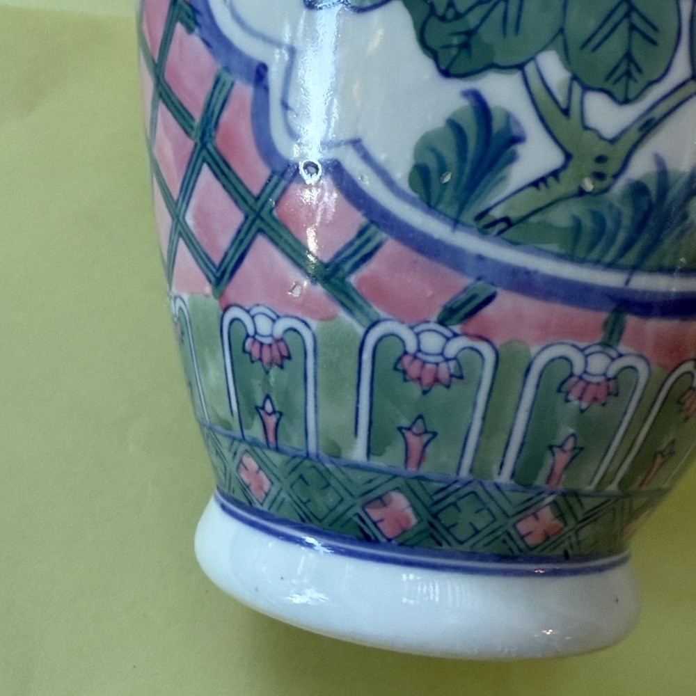 Vintage hand painted porcelain vase 14” Tall - Picture 9 of 10
